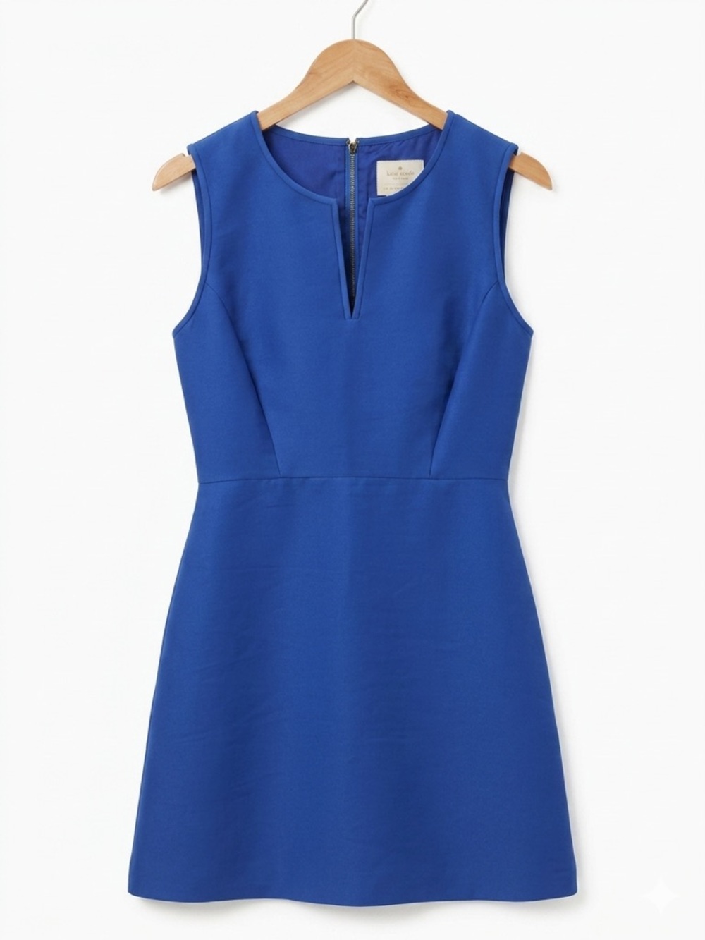 Kate Spade Blue Notch Neck Sleeveless Ponte Dress with Exposed Zipper Size 12